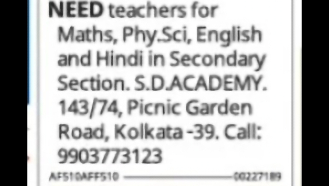 Hiring: Secondary Section Teachers