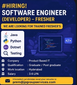 Hiring! Software Engineer (Developer) – Fresher