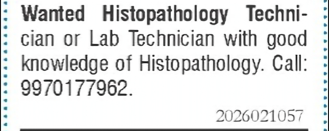Histopathology Technician / Lab Technician
