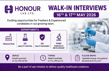 Honour Lab Ltd – Walk-In Interviews | 16th & 17th May 2026