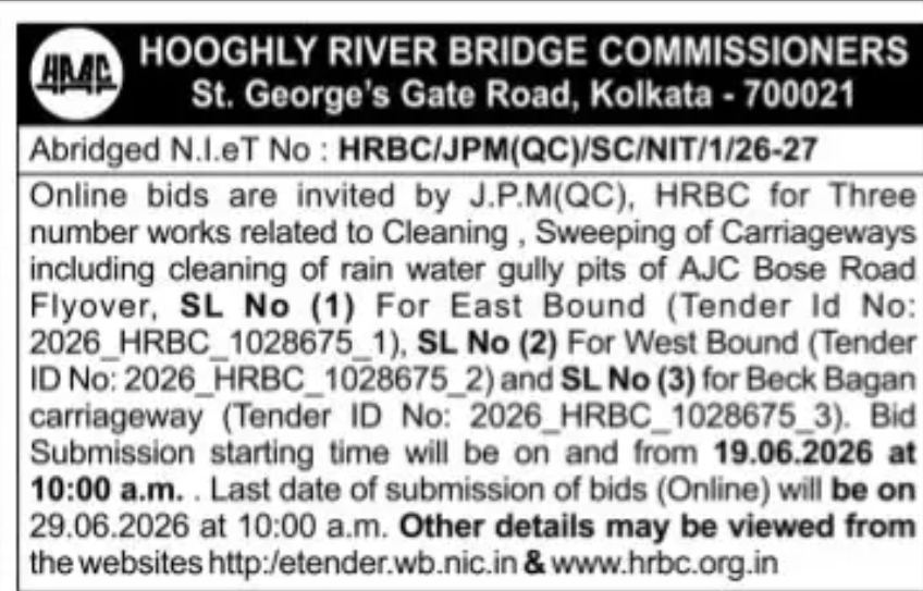 HOOGHLY RIVER BRIDGE COMMISSIONERS St. George's Gate Road, Kolkata - 700021
