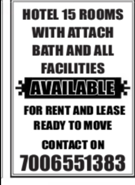 Hotel Property – Rooms for Rent/Lease
