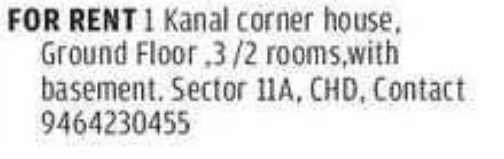 🏠 House for Rent – Chandigarh (Sector 1A)