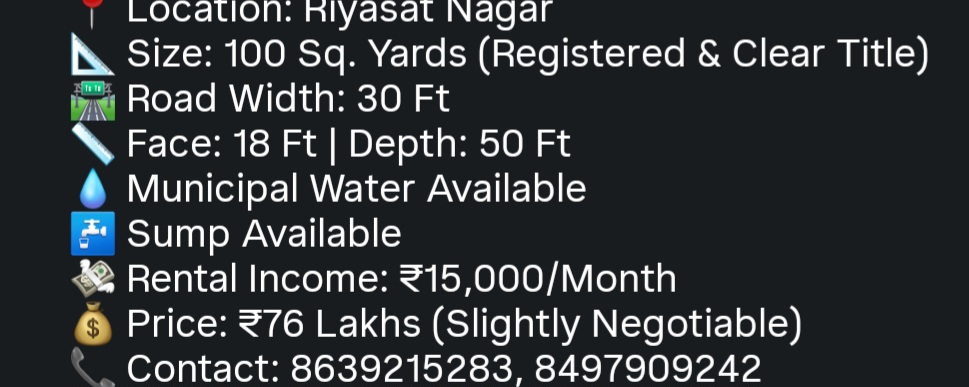 🏡 House for Sale in Riyasat Nagar
