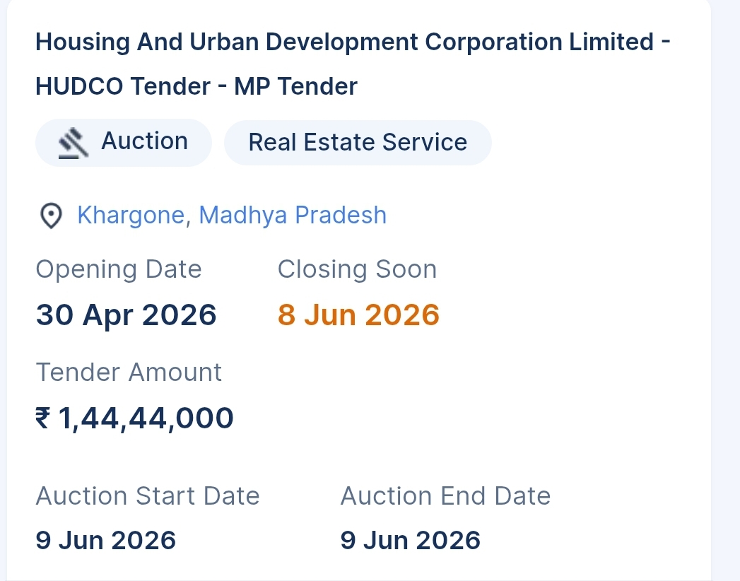 Housing And Urban Development Corporation Limited - HUDCO Tender - MP Tender