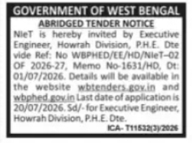 Howrah Division PHE – Abridged Tender