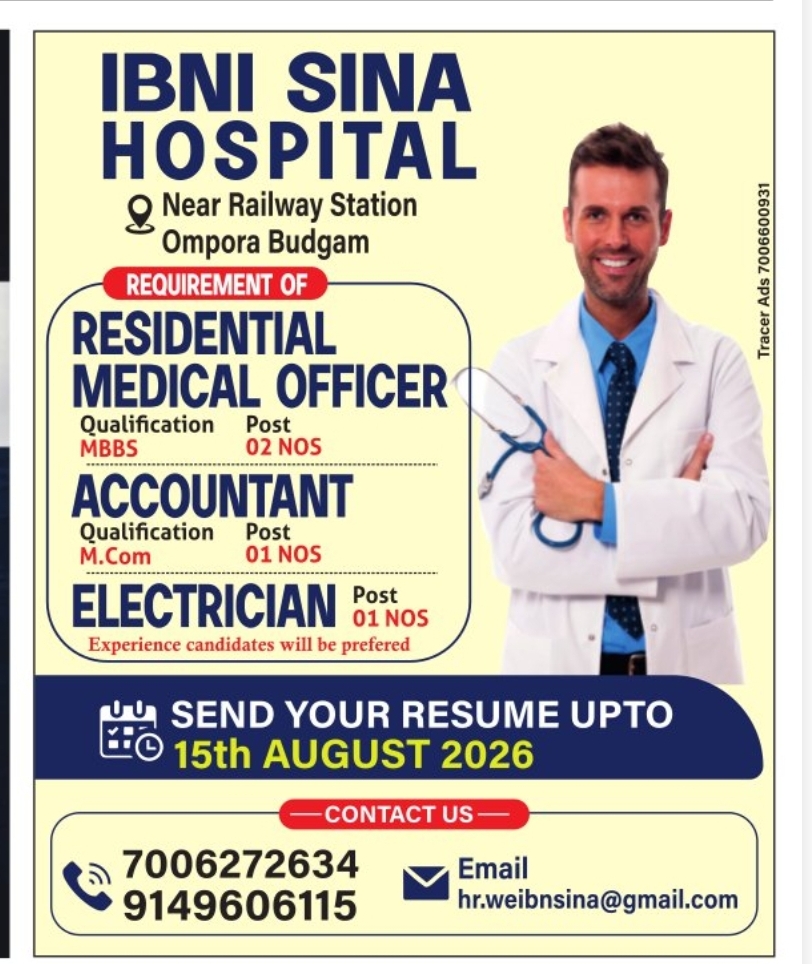 IBNI SINA HOSPITAL – RECRUITMENT 2026
