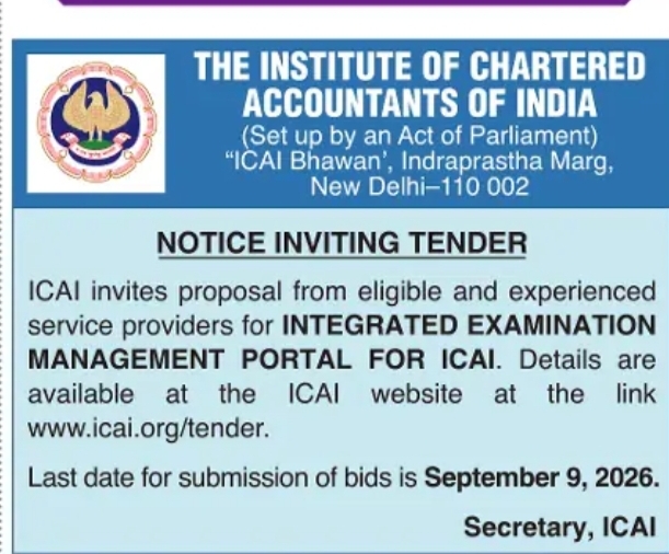 ICAI Tender – Integrated Examination Management Portal