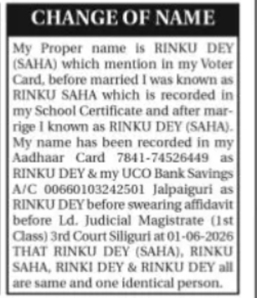 Identity Clarification – Rinku Dey (Saha)