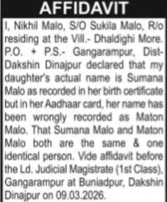 Identity Declaration Affidavit – Sumana Malo