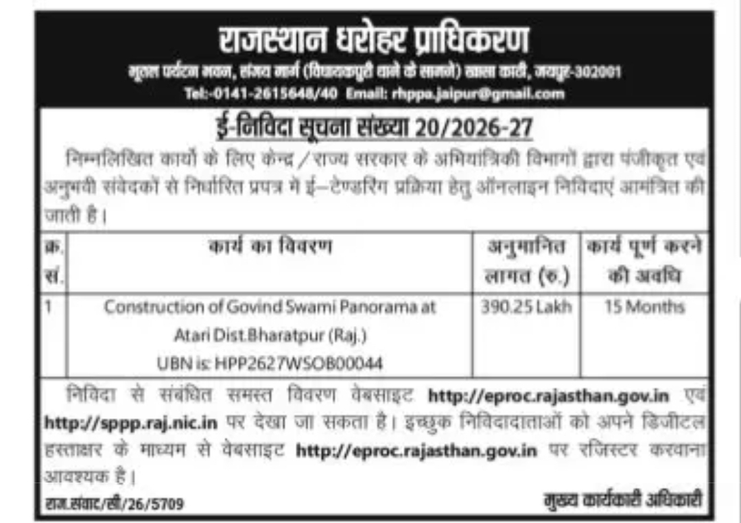ई-निविदा सूचना