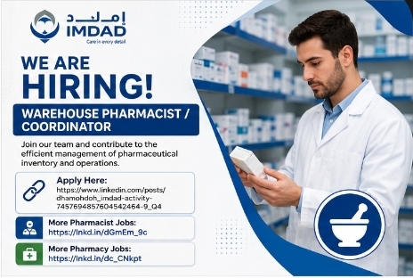 💊 Imdad is hiring Warehouse Pharmacist / Coordinator!
