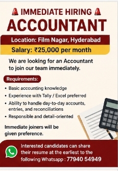 🚨 Immediate Hiring – Accountant 🚨