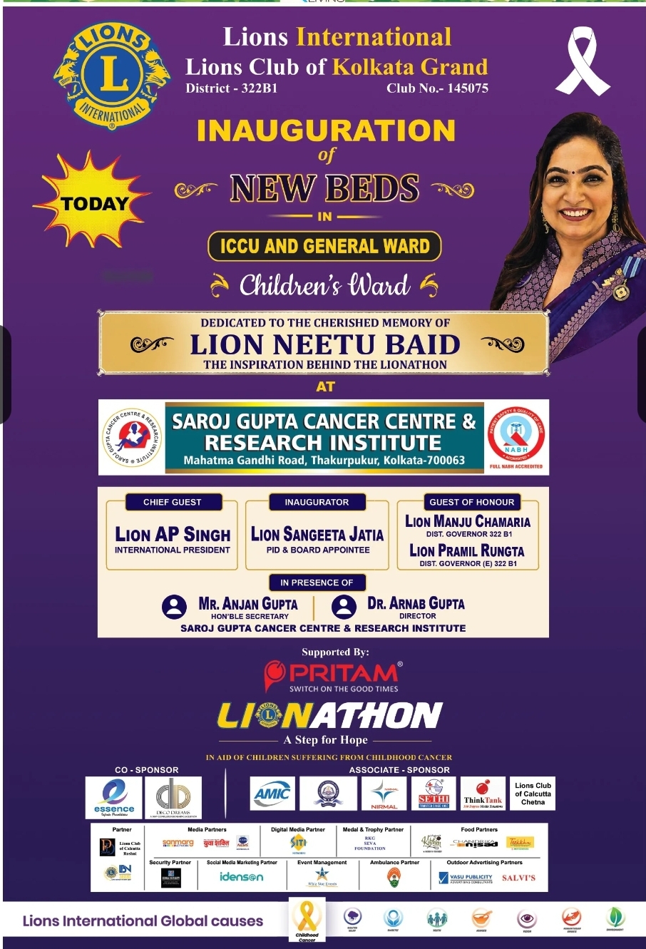 INAUGURATION OF NEW BEDS AT SAROJ GUPTA CANCER CENTRE & RESEARCH INSTITUTE