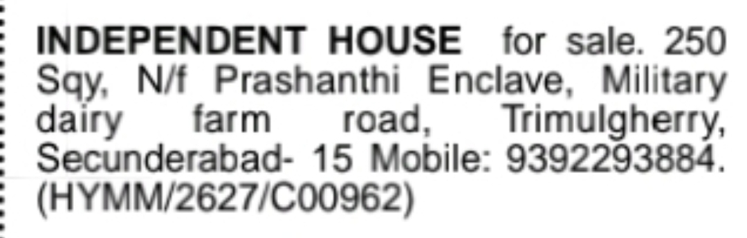 Independent House for Sale – Trimulgherry, Secunderabad
