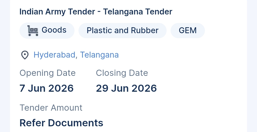 Indian Army Tender - Telangana Tender Category: Plastic Metal Storage Bin