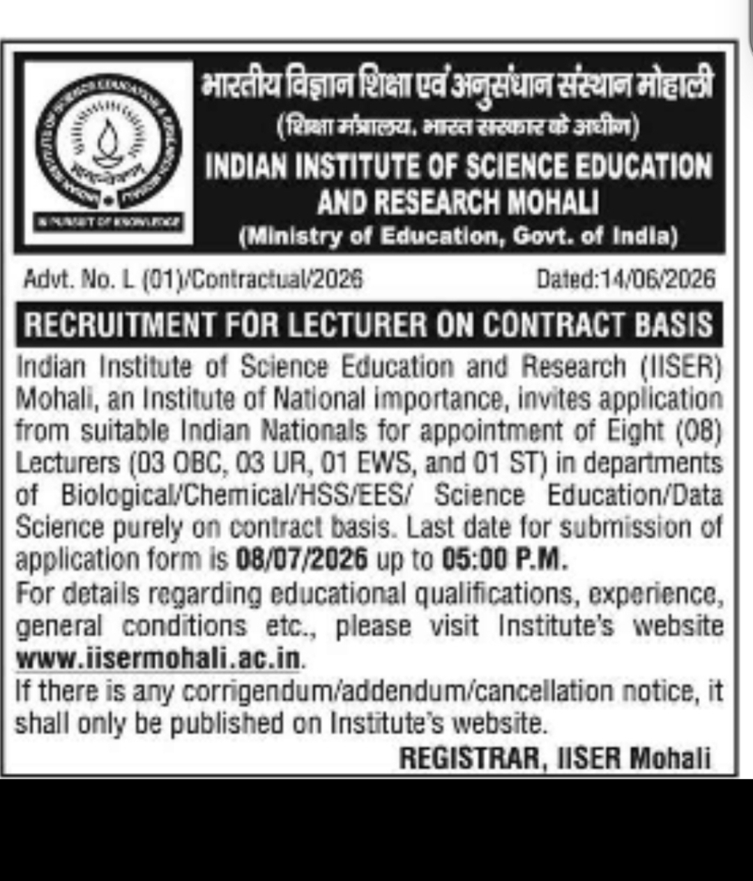 Indian Institute of Science Education and Research Mohali