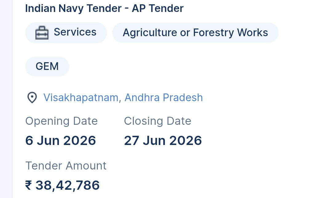 Indian Navy Tender - AP Tender