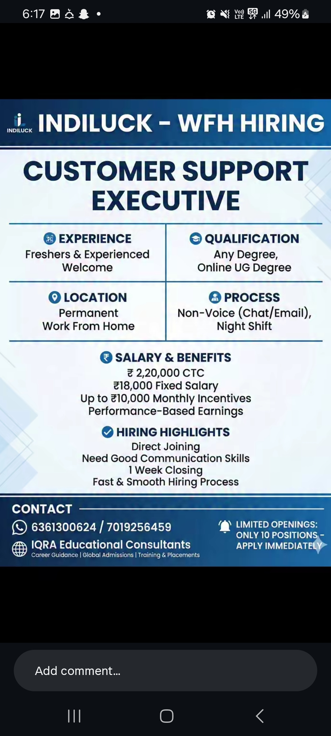 INDILUCK - WFH Hiring*  Company: INDILUCK