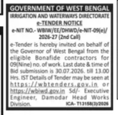Irrigation and Waterways Directorate E-Tender Notice
