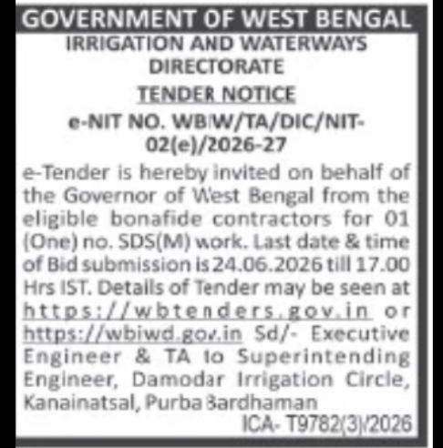 Irrigation & Waterways Directorate Tender