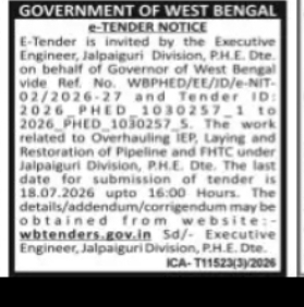 Jalpaiguri Division PHE – Pipeline & FHTC Work