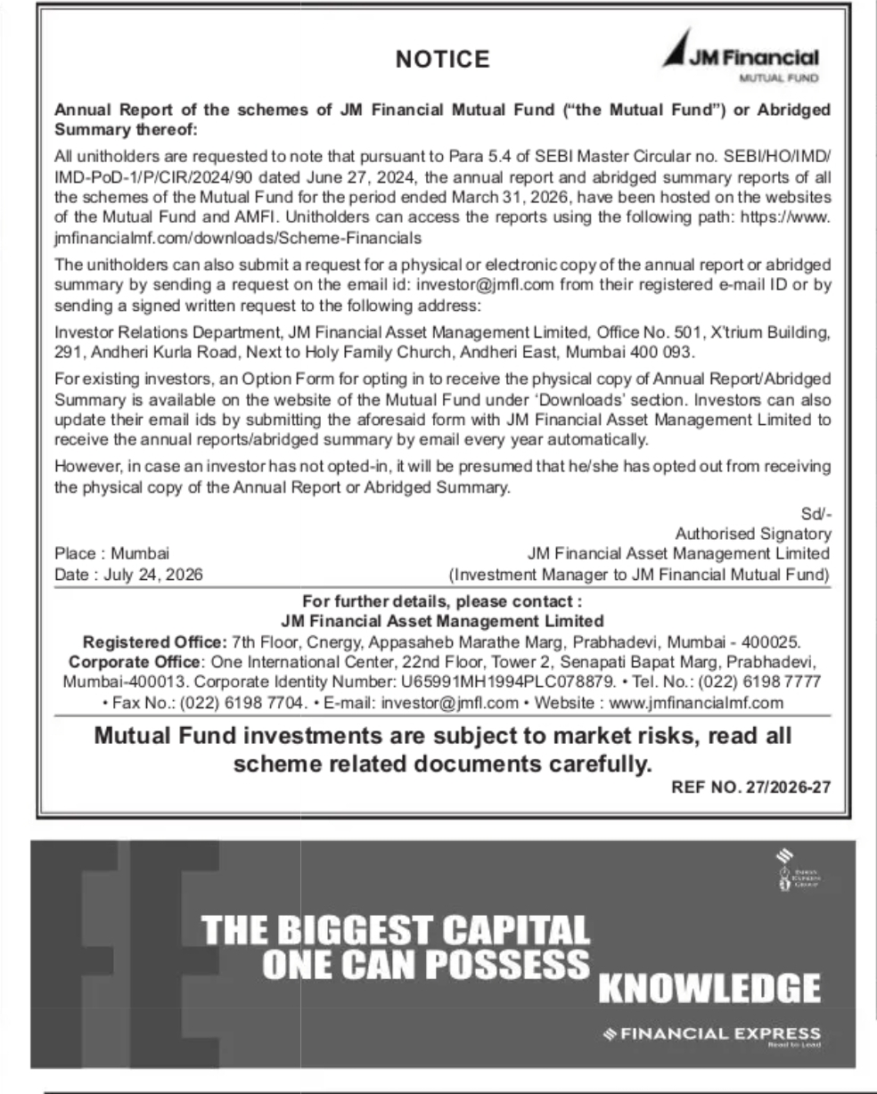 JM Financial Mutual Fund – Annual Report & Abridged Summary Notice (FY 2025-26)