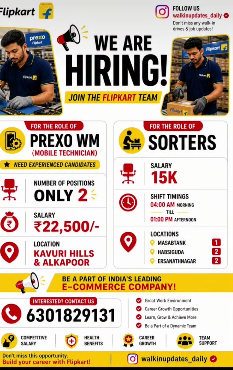 💼 Job Hiring – Flipkart (Hyderabad)