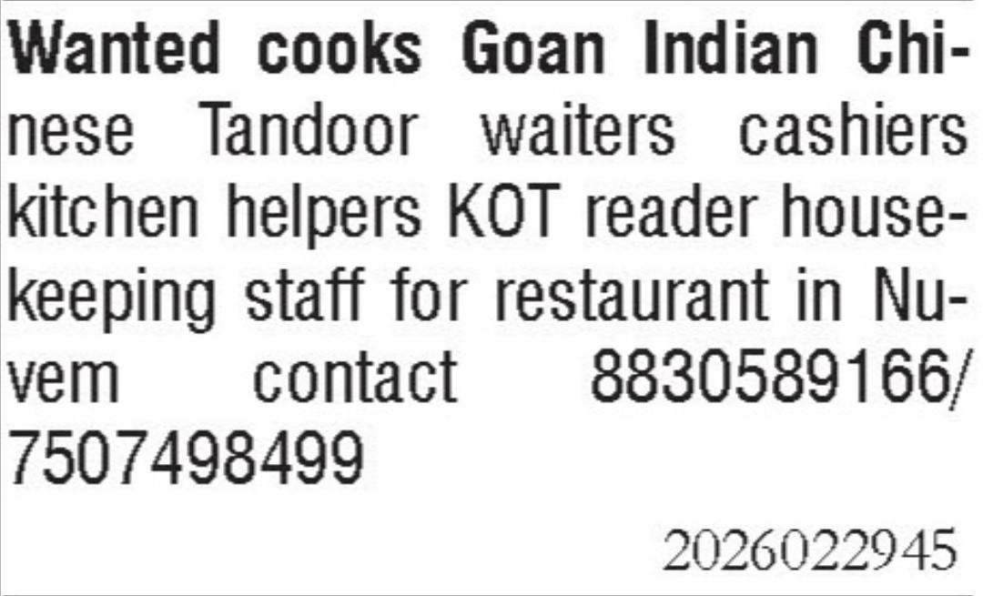 Job Opening - Restaurant Staff
