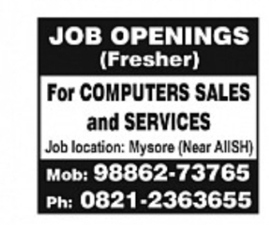 Job Openings – Computer Sales & Services