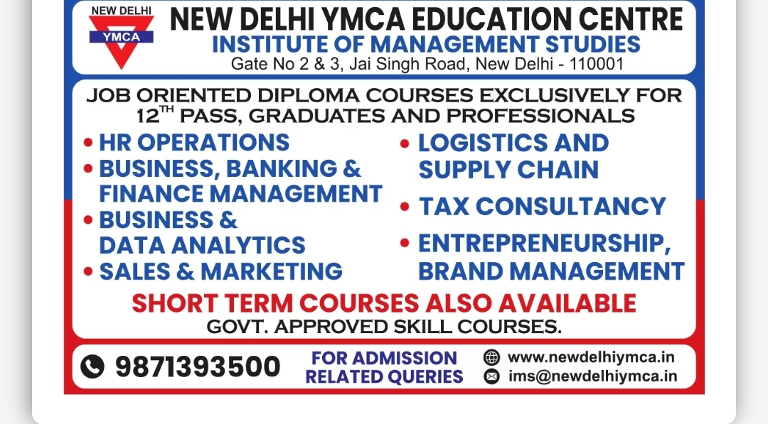 Job-Oriented Diploma Courses at New Delhi YMCA Education Centre