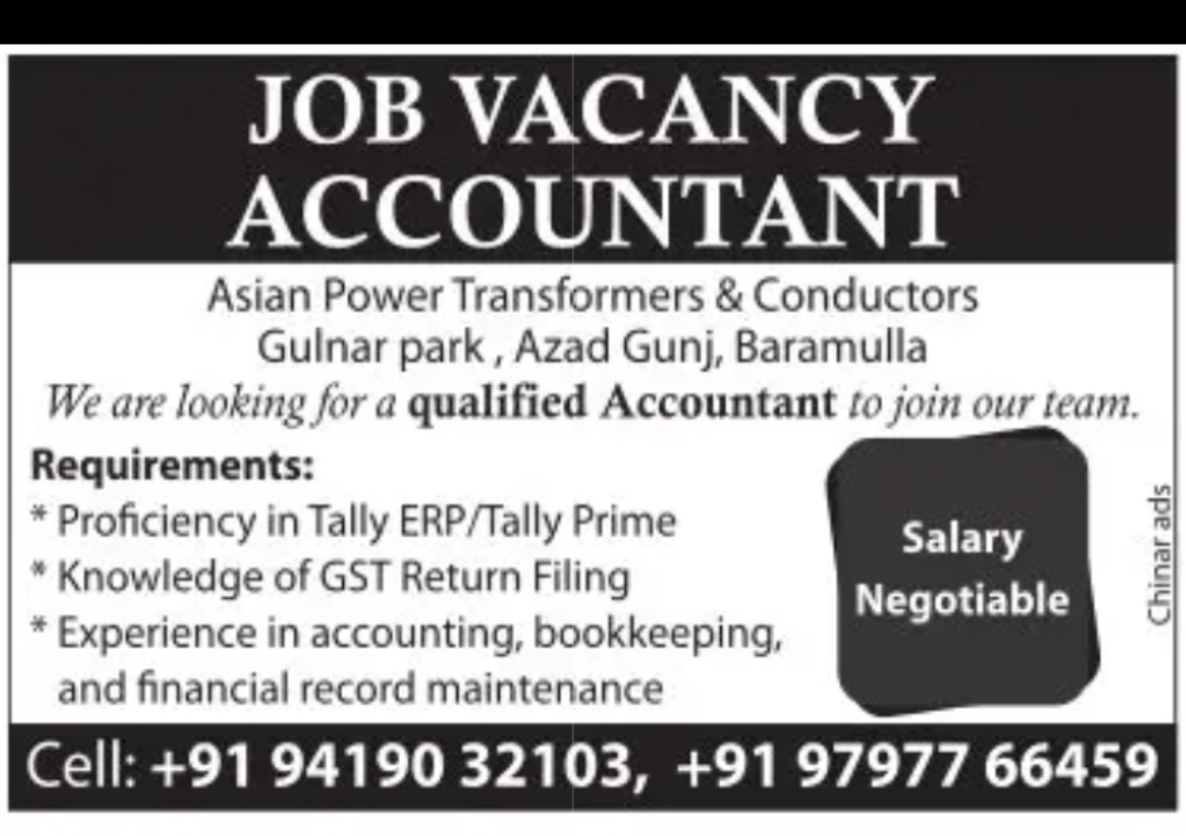 JOB VACANCY – ACCOUNTANT