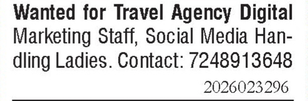Job Vacancy - Digital Marketing Staff