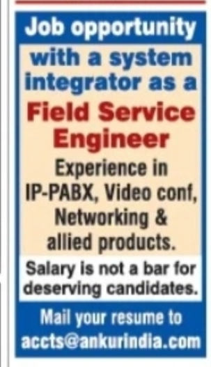 JOB VACANCY: Field Service Engineer | Kolkata