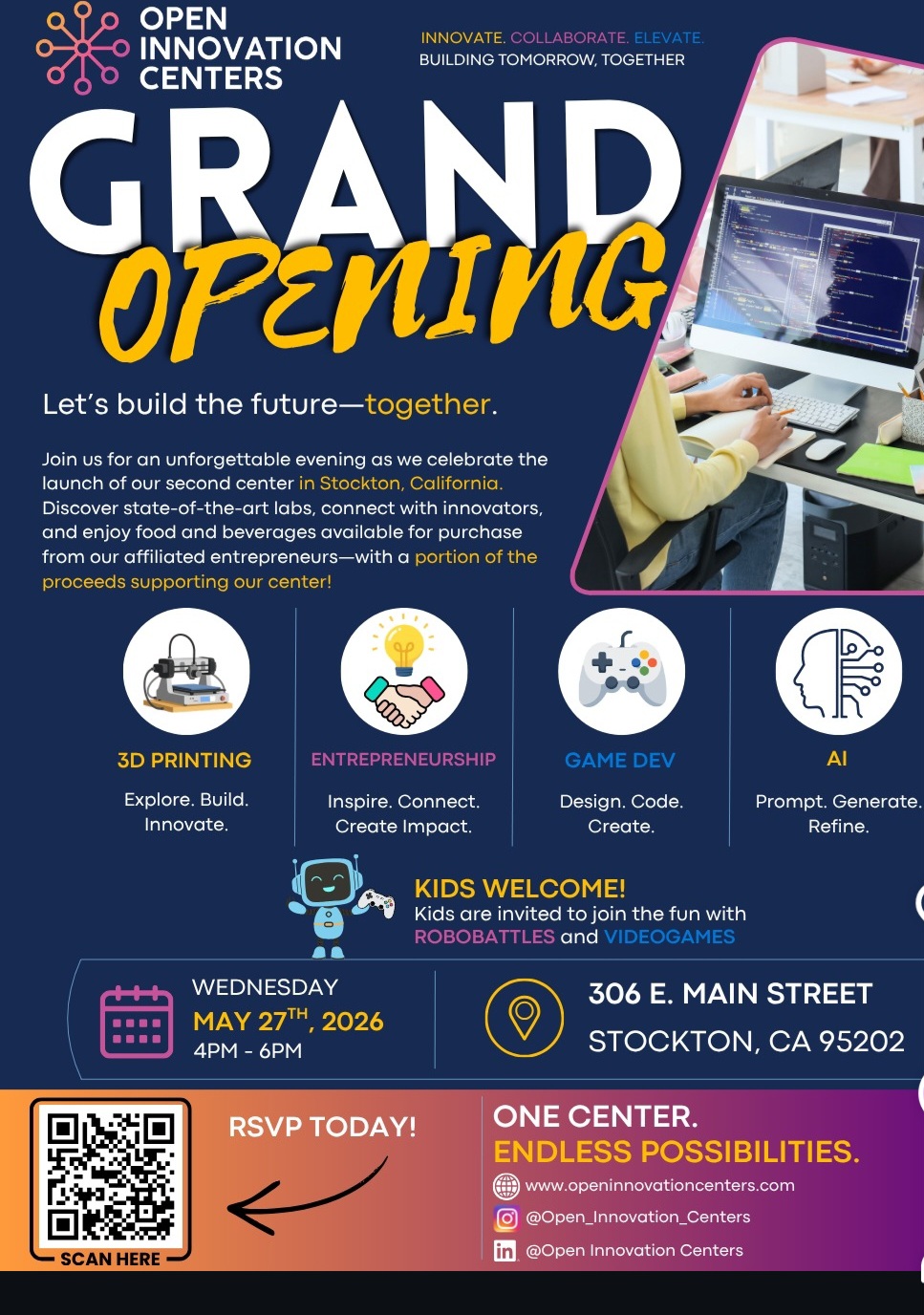 Join us for the Grand Opening of Open Innovation Centers in Stockton, California.