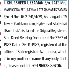 Khursheed Uzzaman – Lost Sale Deed