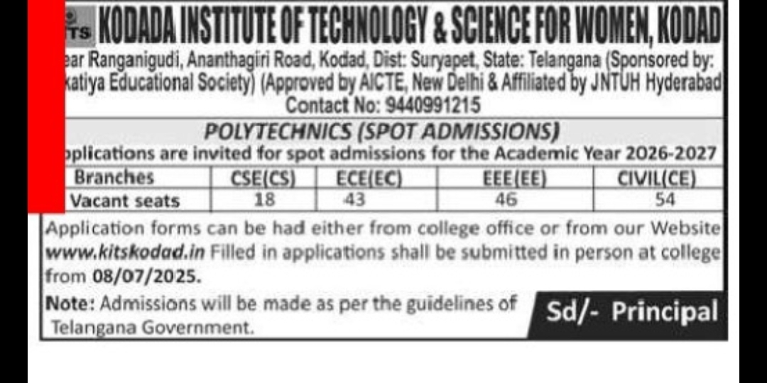 KITS Kodad Polytechnic Spot Admissions 2026–27 | Apply Now