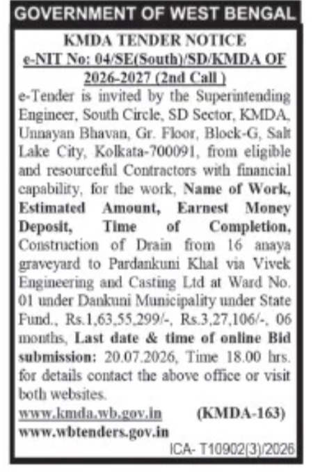 KMDA E-Tender Notice – 2nd Call