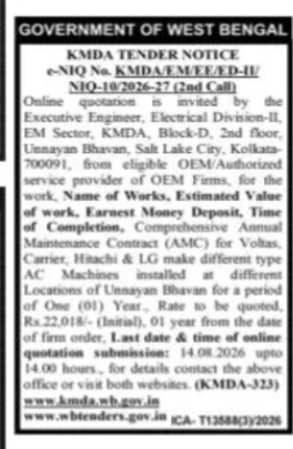 KMDA Tender Notice – AC Maintenance AMC