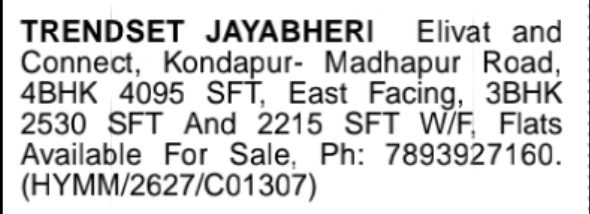 Kondapur–Madhapur Road – Luxury Flats at Trendset Jayabheri