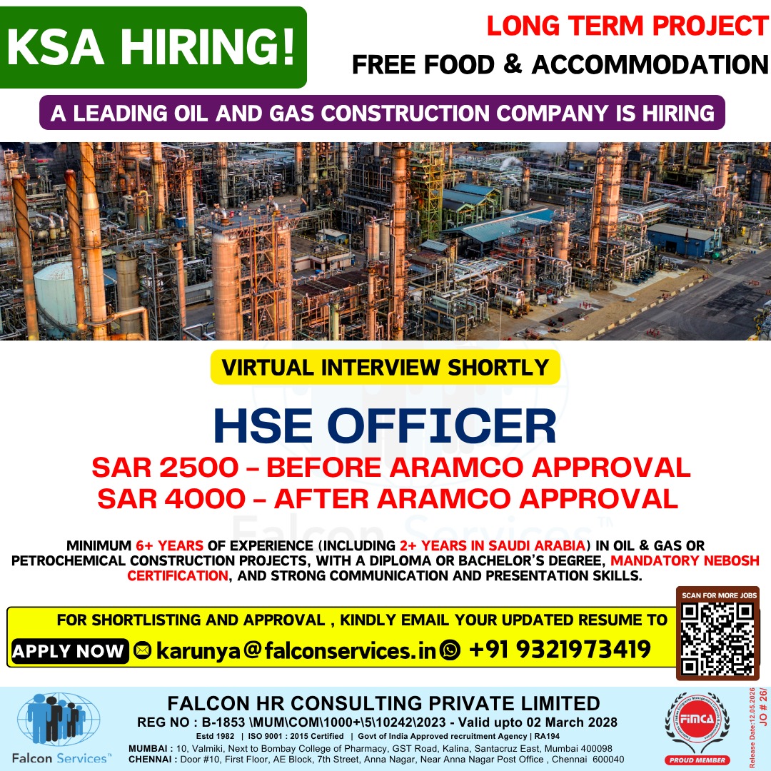 KSA HIRING – HSE OFFICER
