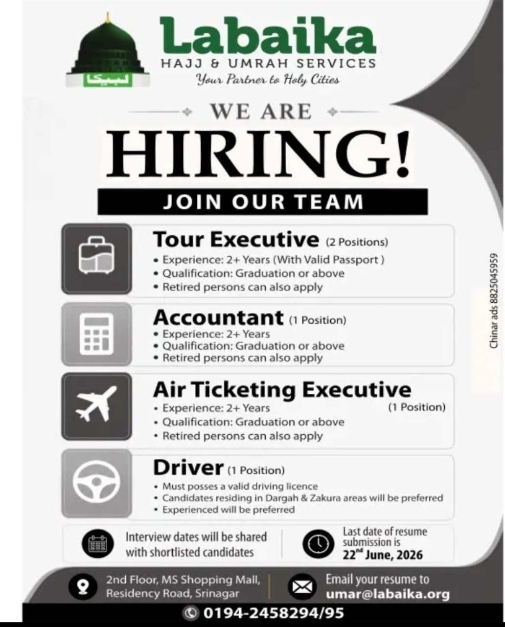 Labaika Hajj & Umrah Services – Job Openings