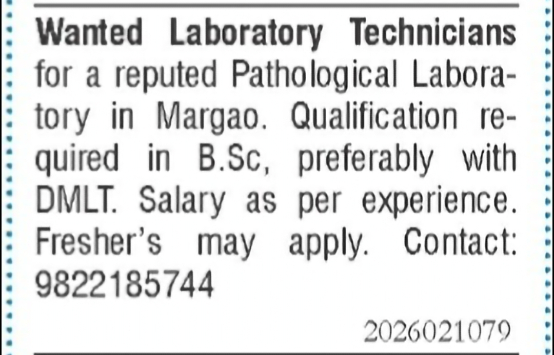 Laboratory Technicians Required