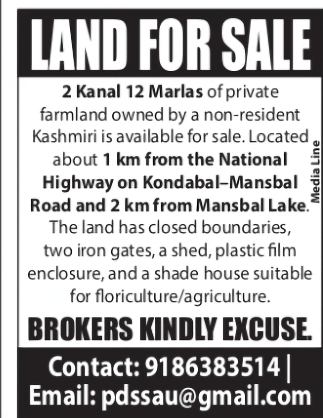 Land for Sale – 2 Kanal 12 Marlas Farmland