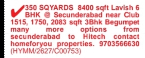 Lavish Independent House & 3 BHK Flats for Sale from Secunderabad to Hitech City