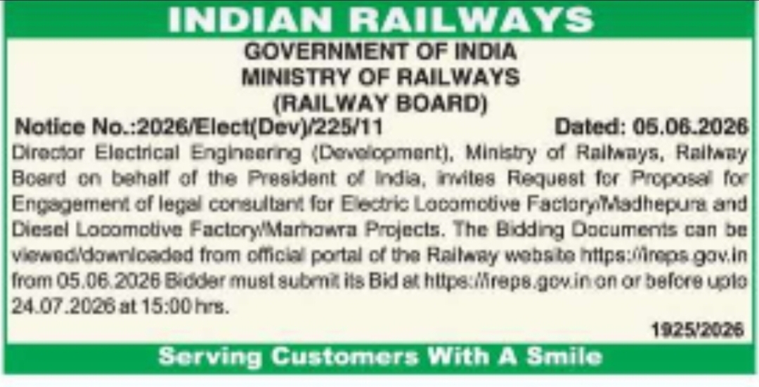 Legal Consultant for Railway Projects – Railway Board