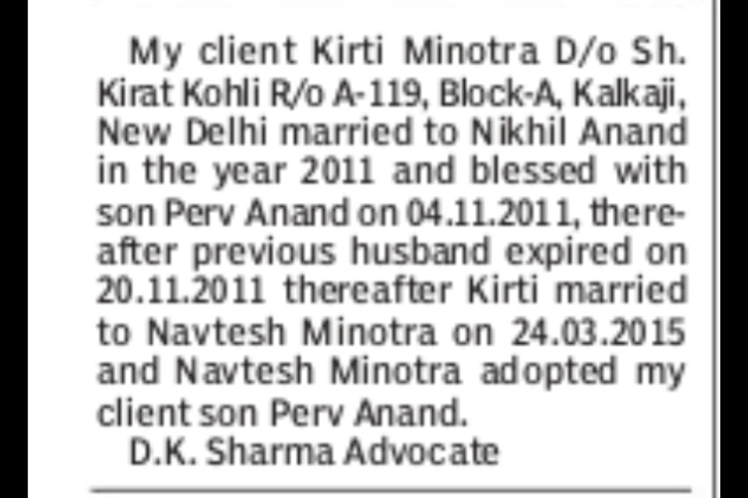 Legal Notice – Family Status, Marriage and Adoption Declaration