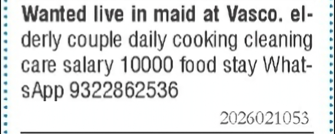 Live-in Maid Required