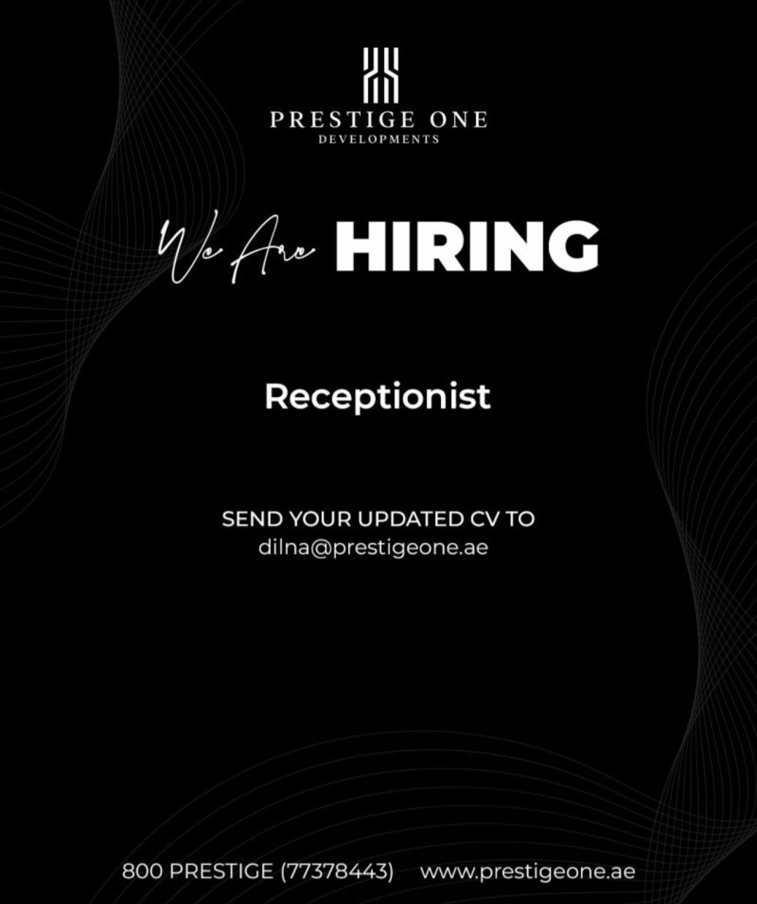 Looking for a presentable and professional Receptionist with prior real estate experience