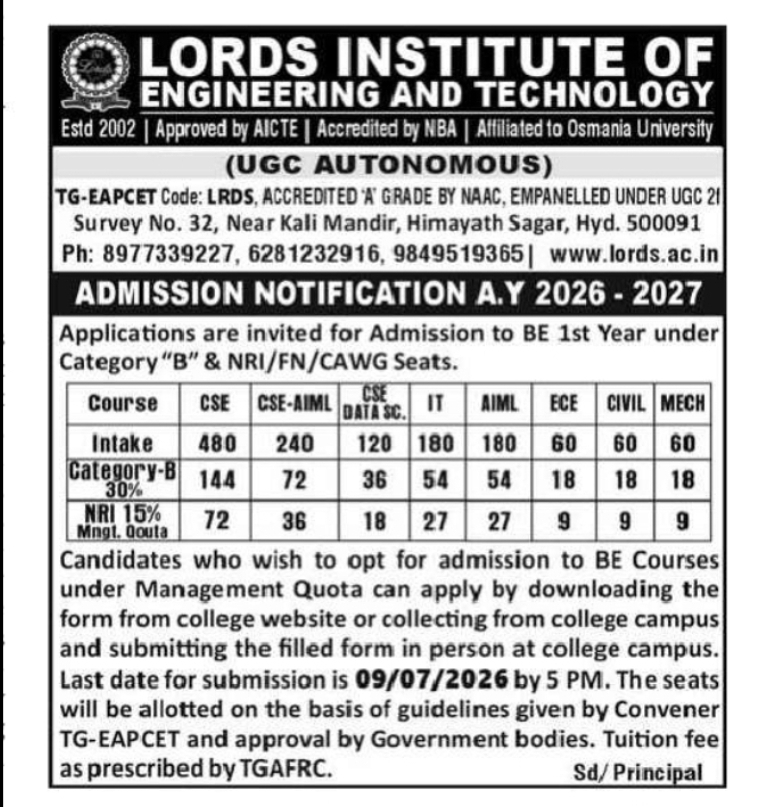 Lords Institute of Engineering and Technology